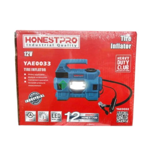 Mini Compresseur d'air multi-usage 12V 150PSI (11Bar) avec lampe de travail LED fonctionne sur prise allume-cigare HONESTPRO YAE0033 - الصورة 4