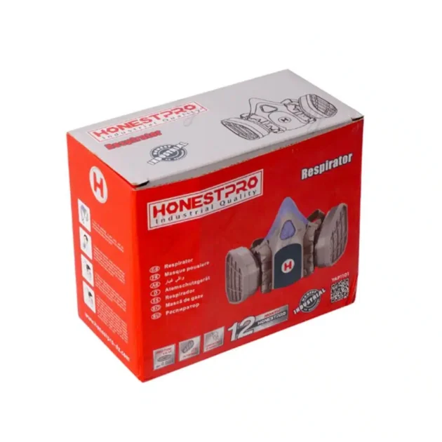Masque à gaz organiques et la vapeur avec soupape, Double cartouche de filtre Confortable à porter HONESTPRO YAP1101 - الصورة 3