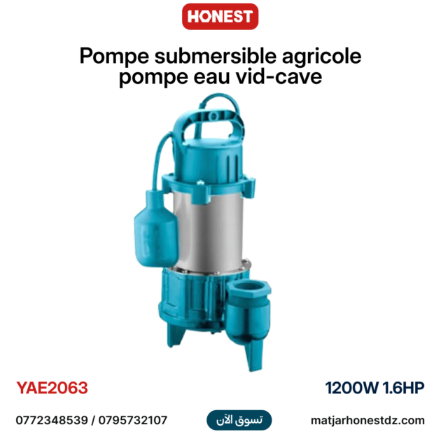 Pompe submersible agricole, pompe eau vid-cave 1200W 1.6HP HONESTPRO YAE2063